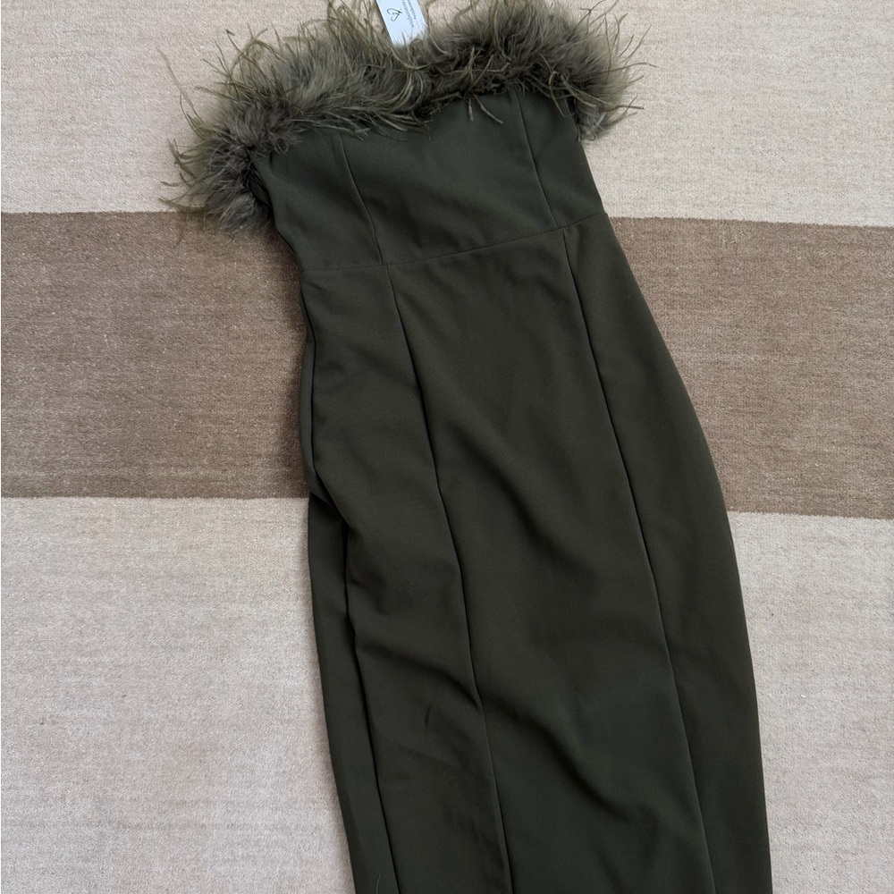 Olive Green Strapless Dress